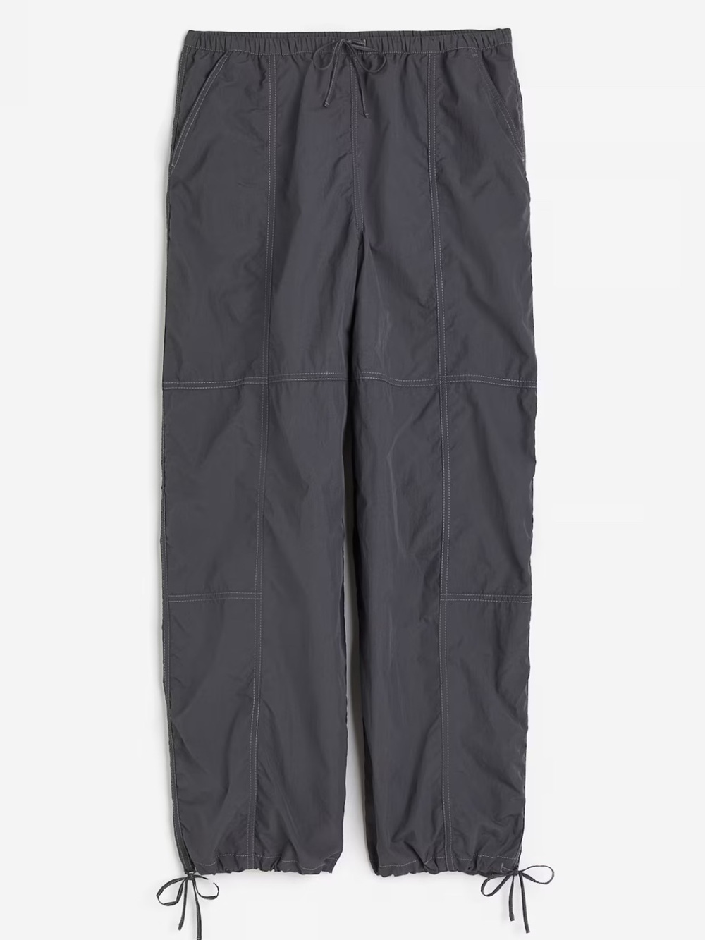 H&M Divided Women's Nylon Parachute Pants in Dark Grey Size XS NWOT